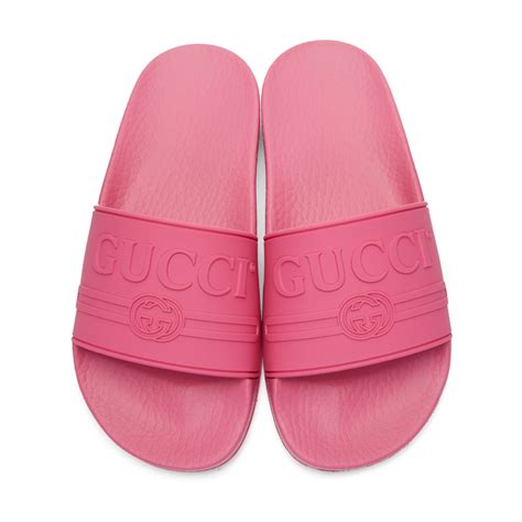 gucci pink pool slides|Gucci pool slides women's.